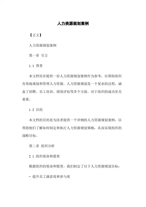 人力资源规划案例