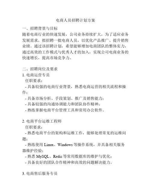 电商人员招聘计划方案