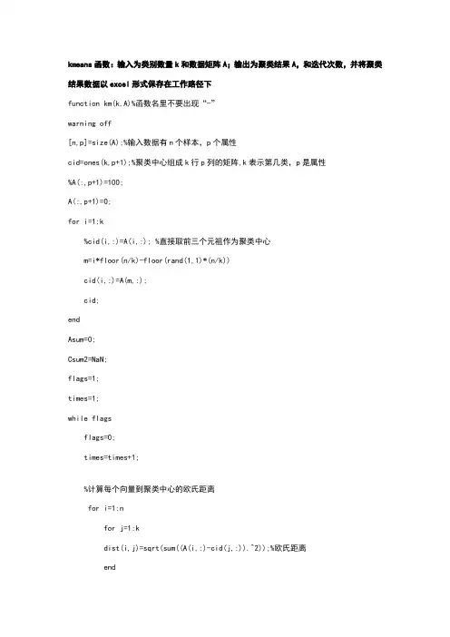 matlab实现Kmeans聚类算法