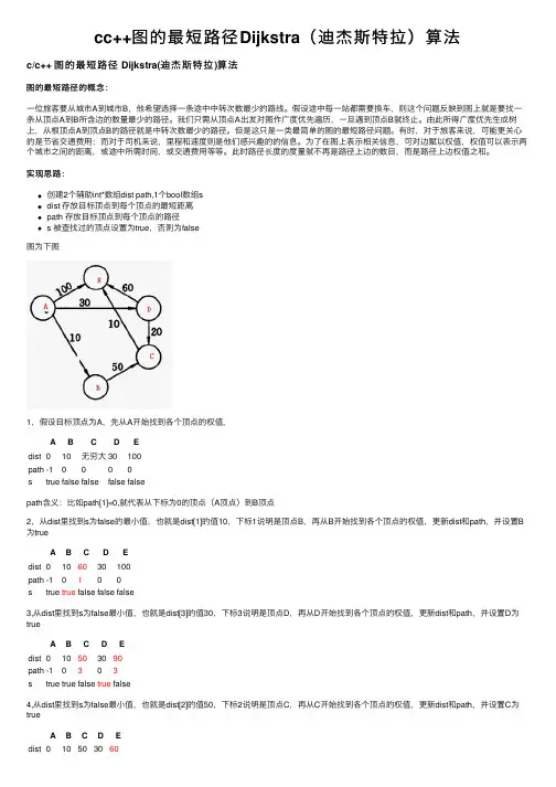 cc++图的最短路径Dijkstra（迪杰斯特拉）算法