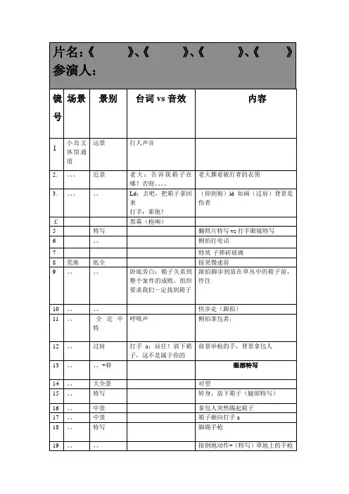 校园系列微电影分镜头脚本