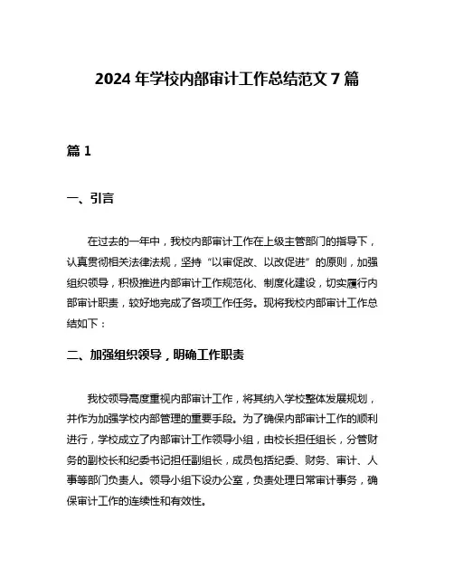 2024年学校内部审计工作总结范文7篇