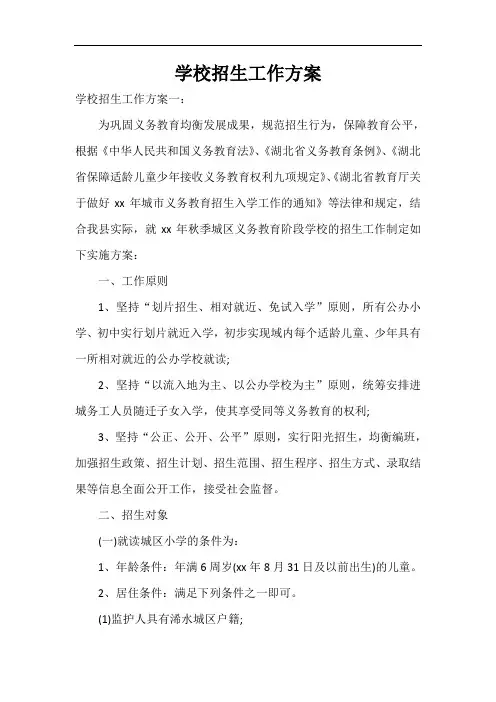  学校招生工作方案