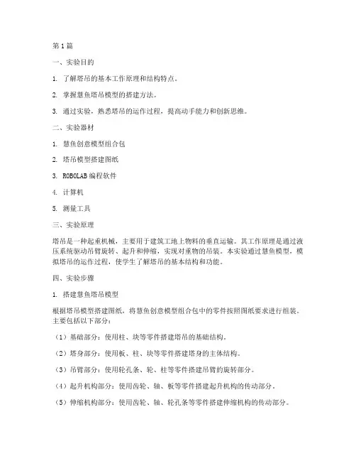 慧鱼塔吊实验报告(3篇)