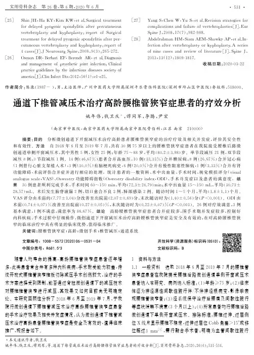 通道下椎管减压术治疗高龄腰椎管狭窄症患者的疗效分析