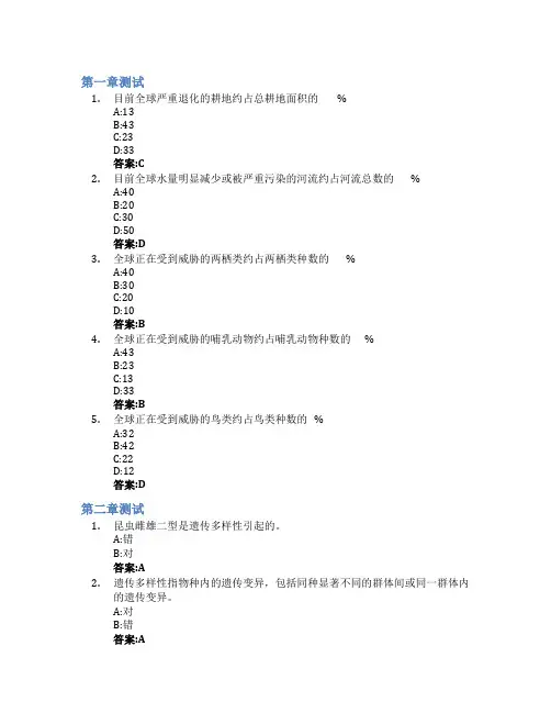 保护生物学(黑龙江联盟)智慧树知到答案章节测试2023年东北林业大学