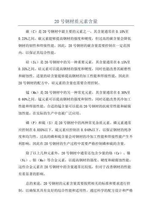 20号钢材质元素含量