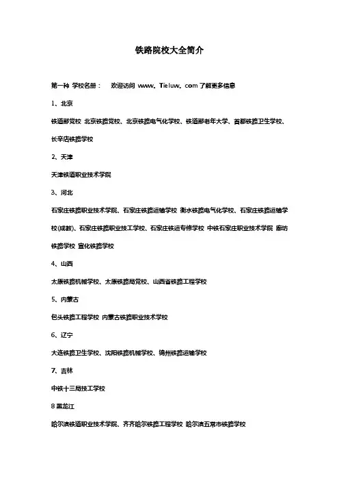 铁路院校大全简介