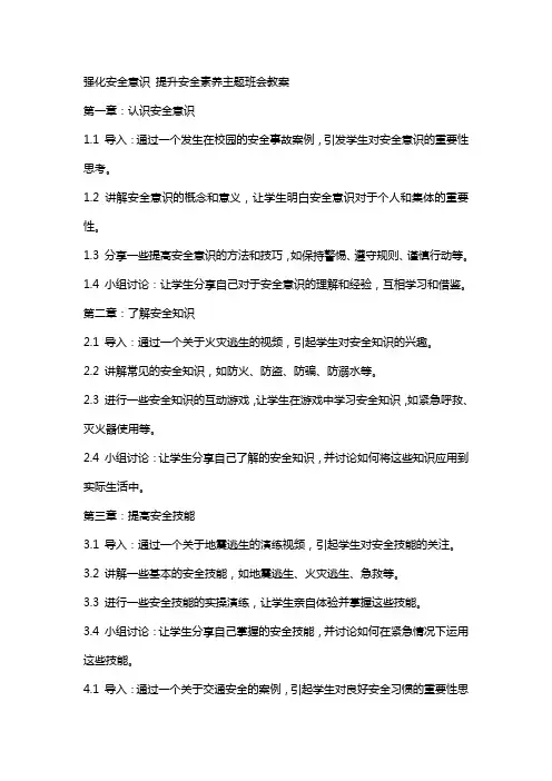 强化安全意识提升安全素养主题班会教案