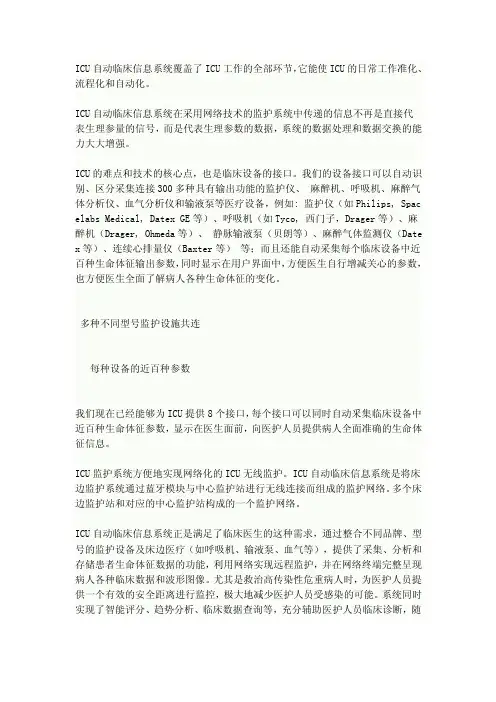 ICU重症监护信息系统