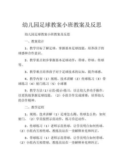 幼儿园足球教案小班教案及反思