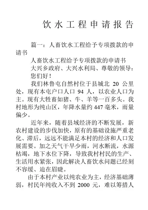 饮水工程申请报告