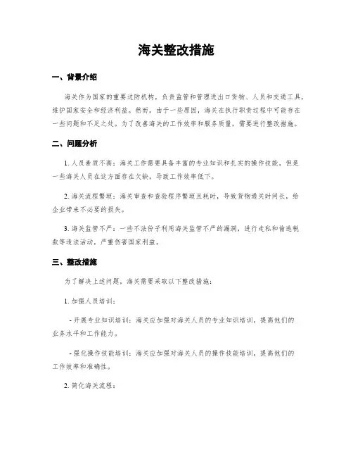 海关整改措施