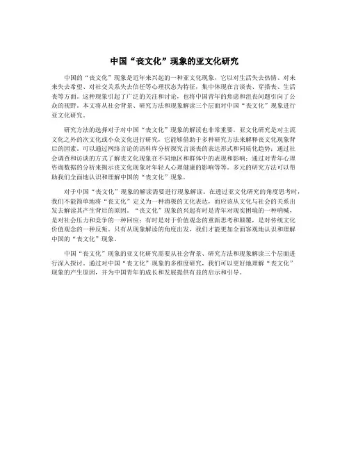中国“丧文化”现象的亚文化研究