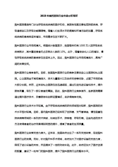 2023年胸科医院行业市场分析现状