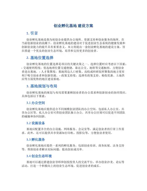 创业孵化基地 建设方案