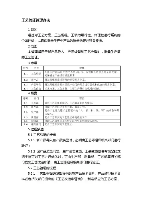 工艺验证管理办法