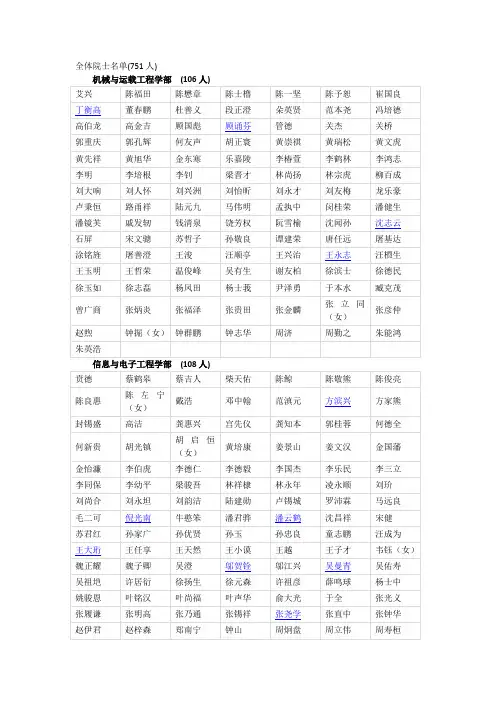 中国院士名单