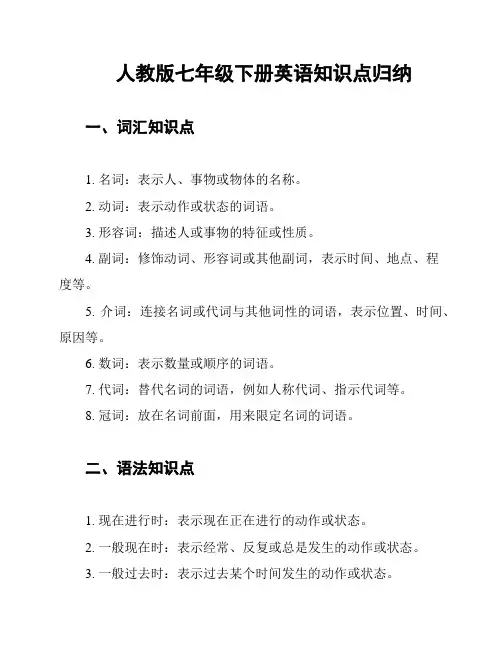 人教版七年级下册英语知识点归纳