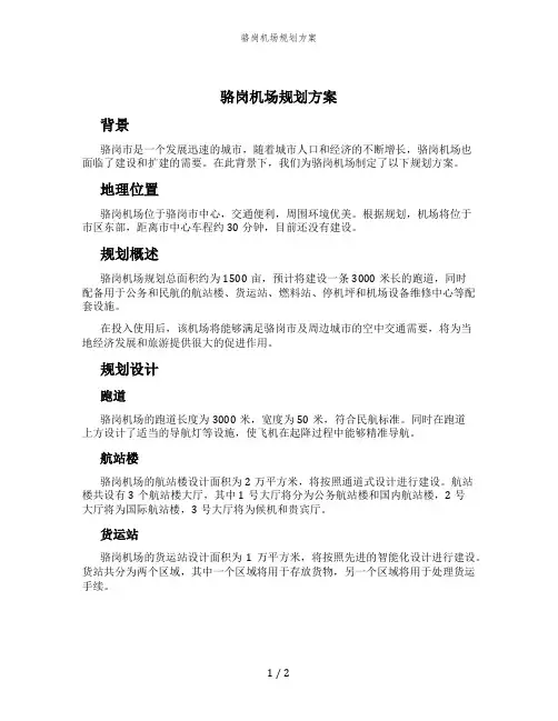 骆岗机场规划方案