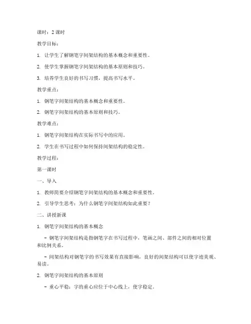 钢笔字间架结构大学教案