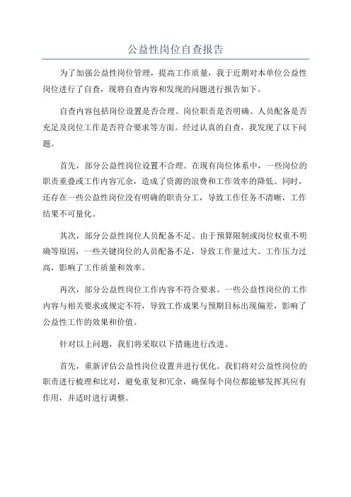 公益性岗位自查报告