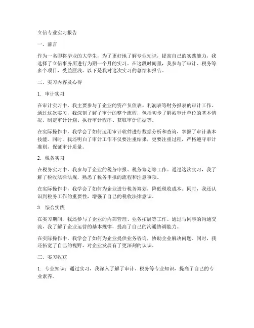 立信专业实习报告