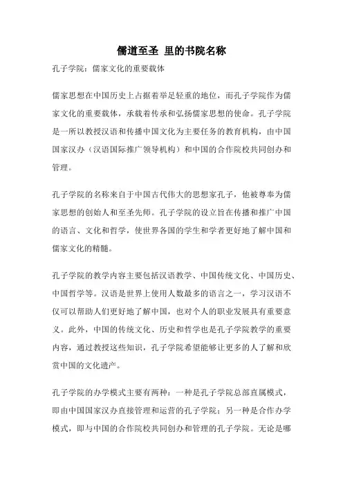 儒道至圣 里的书院名称