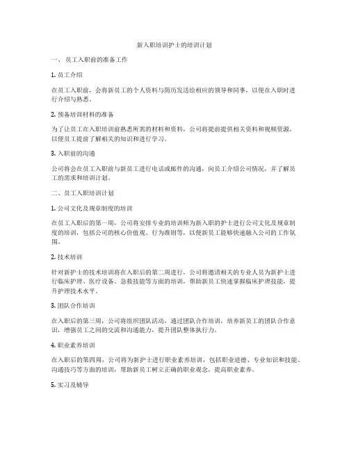 新入职培训护士的培训计划