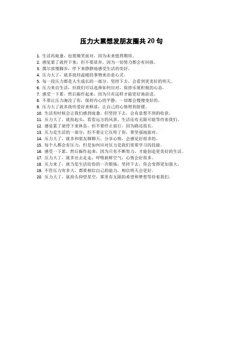 压力大累想发朋友圈共20句