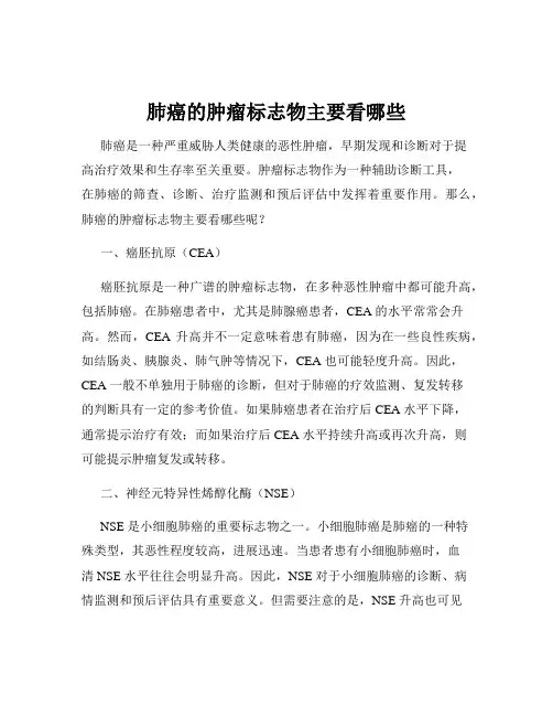 肺癌的肿瘤标志物主要看哪些