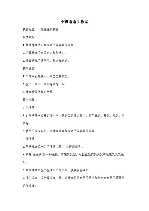 小班蓬蓬头教案