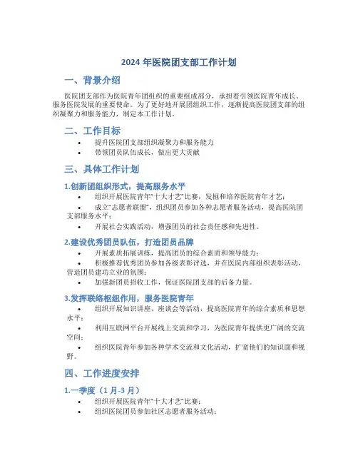 2024年医院团支部工作计划
