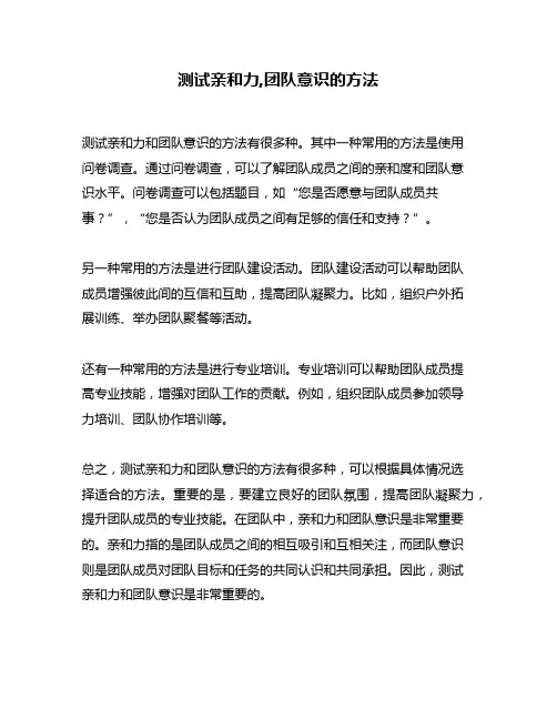 测试亲和力,团队意识的方法