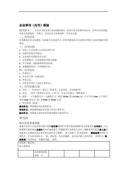 企业内刊季刊框架