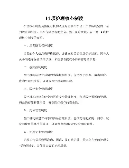 14项护理核心制度