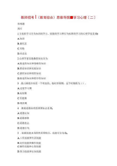 2023年教师招考 《教育综合》思维导图学习心理二