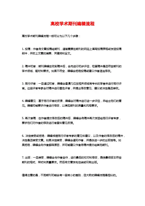 高校学术期刊编辑流程