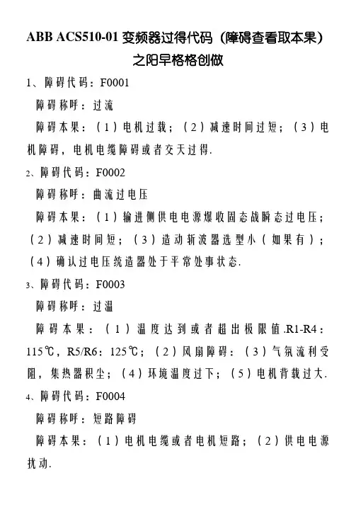 ABB ACS510 故障代码
