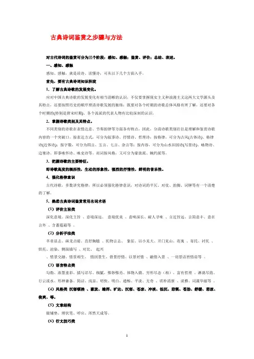 古典诗词鉴赏之步骤与方法,答题思路