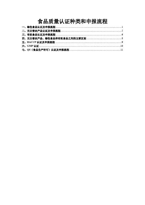 食品认证体系和申报流程