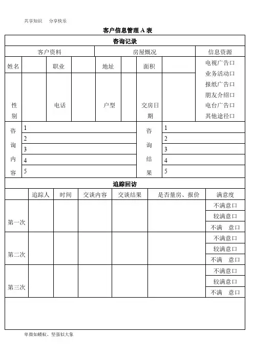 装饰公司客户回访表