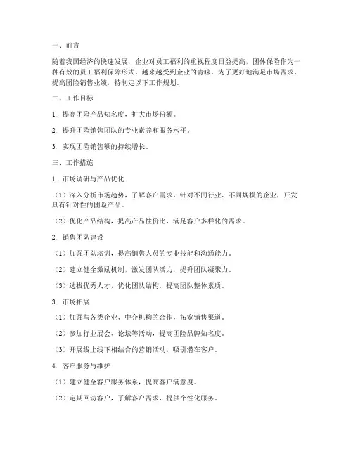 团险销售工作规划