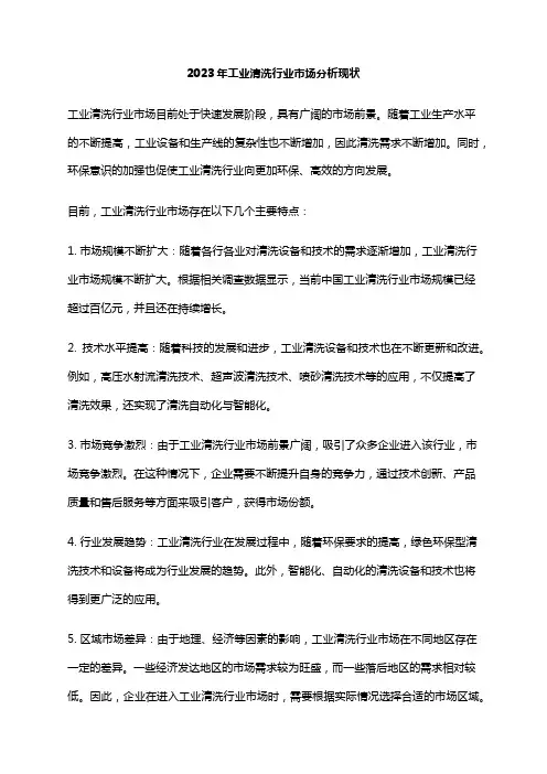 2023年工业清洗行业市场分析现状