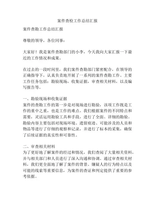 案件查检工作总结汇报