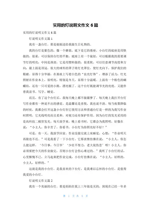 实用的灯说明文作文6篇