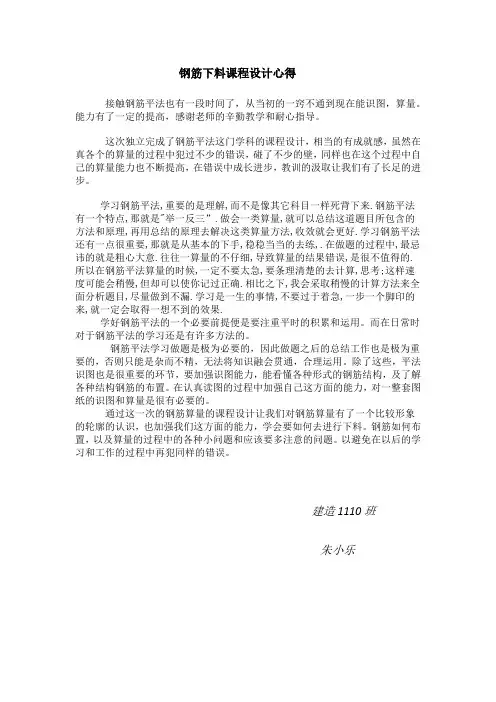 钢筋设计心得