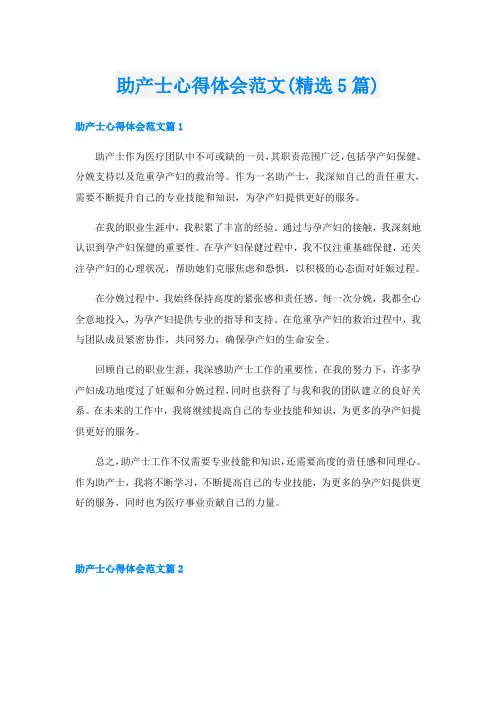 助产士心得体会范文(精选5篇)