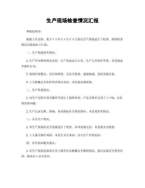 生产现场检查情况汇报
