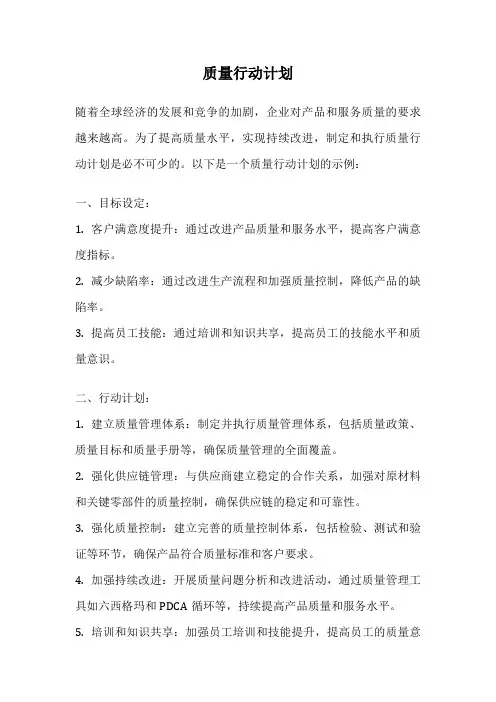 质量行动计划